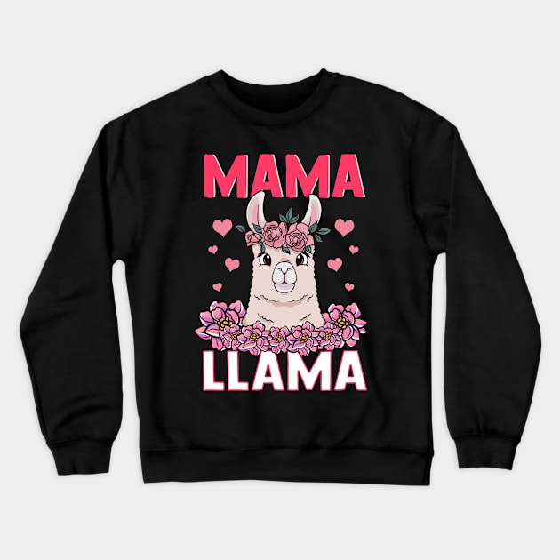 Mama Llama Mom Motherhood Floral Hearts Mothers Day Crewneck Sweatshirt by Alinutzi